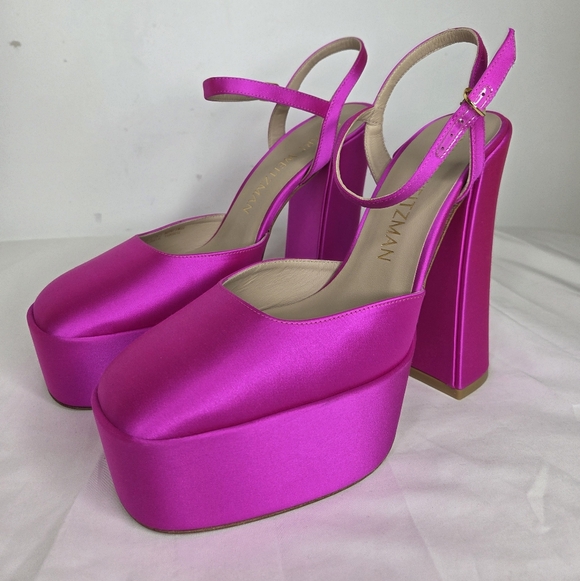 NWT Stuart Weitzman Size 10 Platform Heels In Hot Pink Shoes - Picture 5 of 13